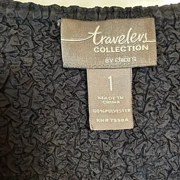 Chico's Travelers™ Collection Size 1 US 8/10 Navy Blue White Stipes - Picture 3 of 5